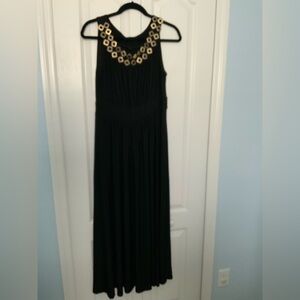 NWOT Forever Elegant Black Maxi Dress with Gold Accents